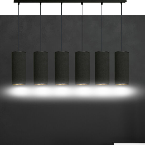 Albertslund 6 tubes XXL suspension noire 6x E27