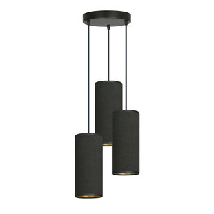 Albertslund round pendant lamp with 3 jet black modern tubes 3x E27