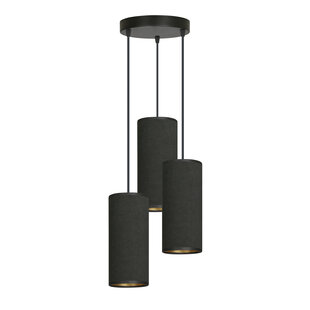 Suspension ronde Albertslund avec 3 tubes modernes noir de jais 3x E27