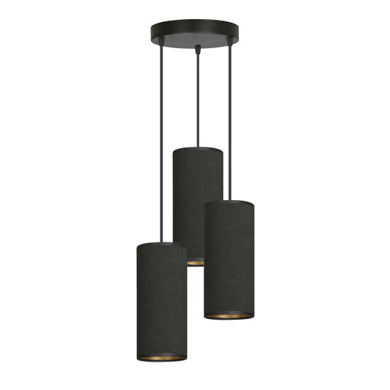 Suspension ronde Albertslund avec 3 tubes modernes noir de jais 3x E27