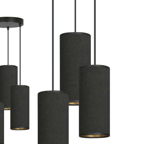Albertslund round pendant lamp with 3 jet black modern tubes 3x E27
