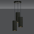 Albertslund round pendant lamp with 3 jet black modern tubes 3x E27