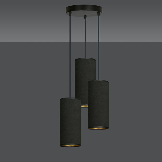 Albertslund round pendant lamp with 3 jet black modern tubes 3x E27