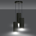 Albertslund round pendant lamp with 3 jet black modern tubes 3x E27