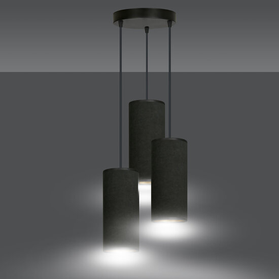 Albertslund round pendant lamp with 3 jet black modern tubes 3x E27