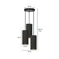 Emibig Emibig Lampe suspendue ronde Albertslund avec 3 tubes modernes noirs 3x E27 - Éclairage idéal pour chaque espace