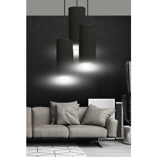 Albertslund round pendant lamp with 3 jet black modern tubes 3x E27