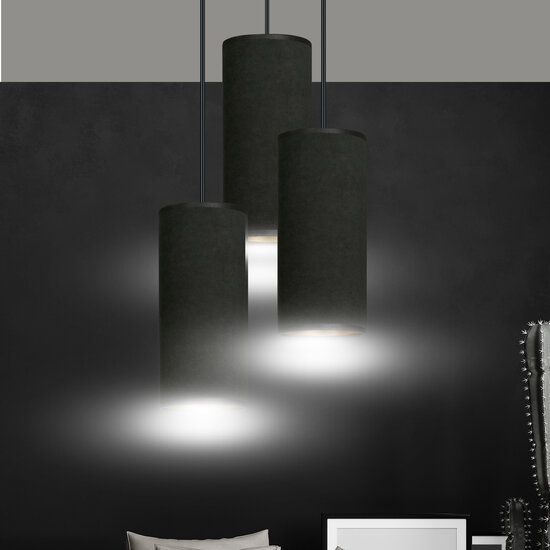 Albertslund round pendant lamp with 3 jet black modern tubes 3x E27