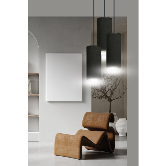 Albertslund round pendant lamp with 3 jet black modern tubes 3x E27