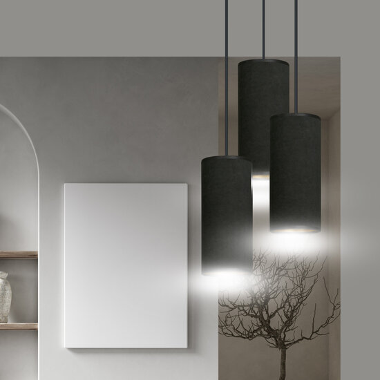 Lámpara colgante redonda Albertslund con 3 tubos modernos negro azabache 3x E27