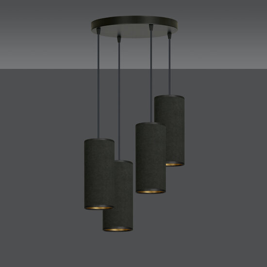 Albertslund large round pendant lamp with 4 black tubes 4x E27