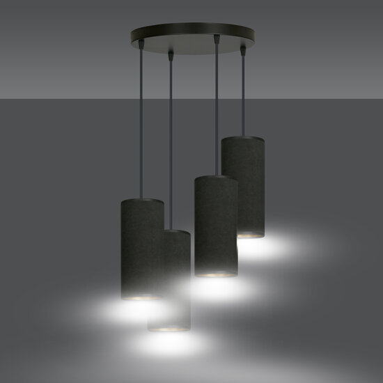 Albertslund large round pendant lamp with 4 black tubes 4x E27