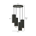 Albertslund large round pendant lamp with 4 black tubes 4x E27
