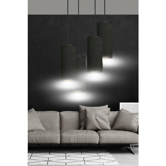 Albertslund large round pendant lamp with 4 black tubes 4x E27