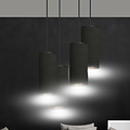 Albertslund large round pendant lamp with 4 black tubes 4x E27