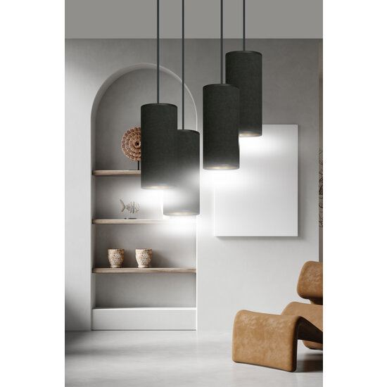 Albertslund große runde Pendelleuchte mit 4 schwarzen Röhren 4x E27