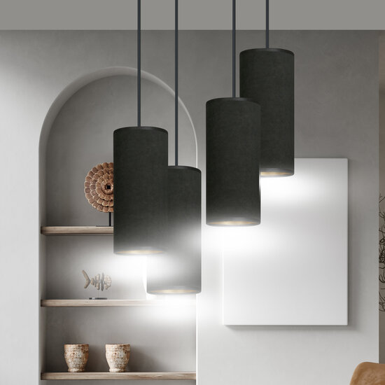 Albertslund large round pendant lamp with 4 black tubes 4x E27