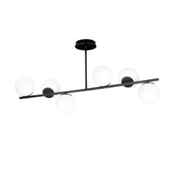 Emibig Lámpara colgante Odder negra con bolas blancas lechosas 6x E14