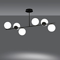 Emibig Emibig Lámpara colgante Odder negra con bolas blancas lechosas 6x E14 - Iluminación perfecta para cualquier espacio