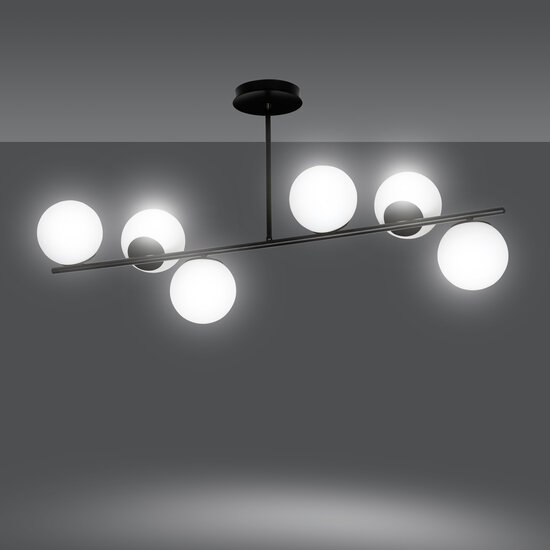 Emibig Emibig Odder hanging lamp black with milky white bulbs 6x E14 - Perfect lighting for any space