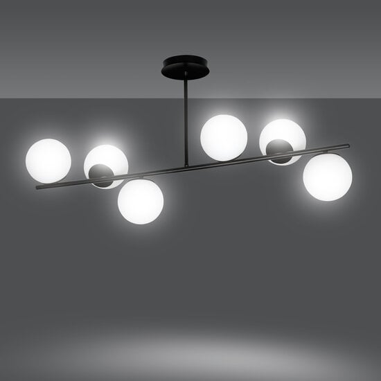 Emibig Emibig Odder hanglamp zwart met melkwitte bollen 6x E14 - Perfecte verlichting voor elke ruimte