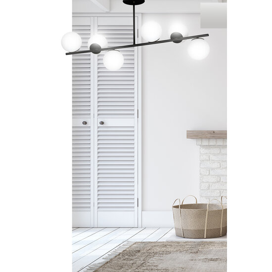 Lampe à suspension Odder noire avec ampoules blanc laiteux 6x E14