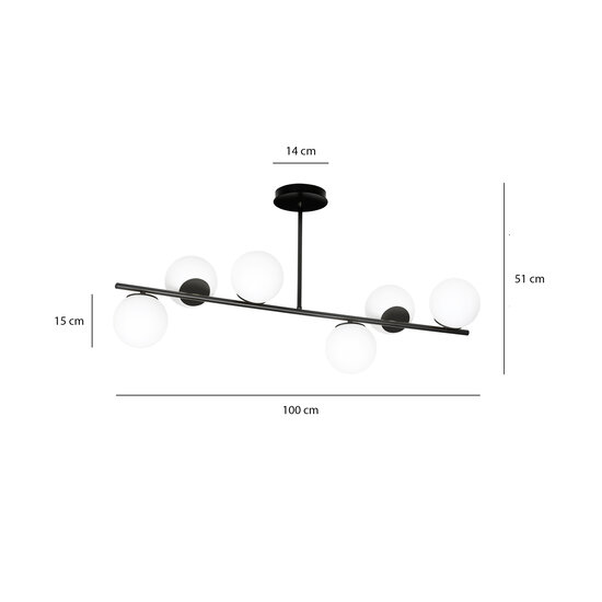 Emibig Emibig Odder hanglamp zwart met melkwitte bollen 6x E14 - Perfecte verlichting voor elke ruimte
