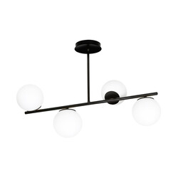 Lampe suspendue Odder noire à 4 lampes avec ampoules blanc laiteux E14