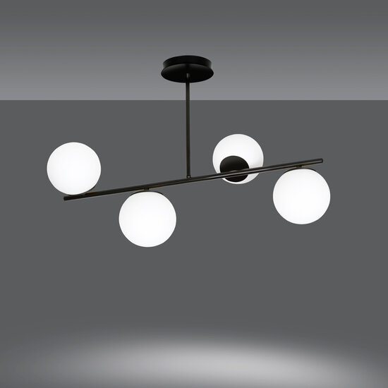 Odder black 4 lamp hanging lamp with milky white bulbs E14