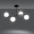 Emibig Emibig Odder lampe suspendue noire 4 lampes avec ampoules blanches laiteuses E14 - Éclairage parfait pour chaque espace