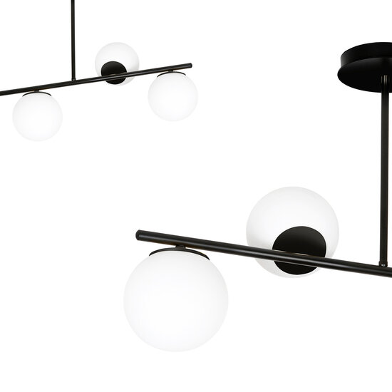 Odder black 4 lamp hanging lamp with milky white bulbs E14