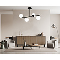 Odder zwarte 4 lamp hanglamp met melkwitte bollen E14