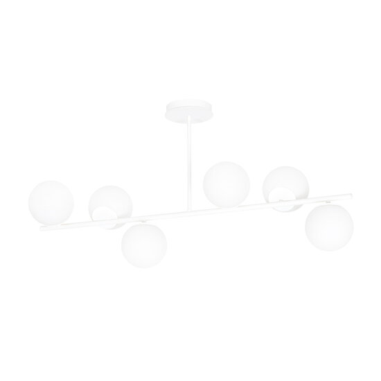 Lampe à suspension Odder blanche avec ampoules blanc laiteux 6x E14