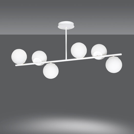 Lampe à suspension Odder blanche avec ampoules blanc laiteux 6x E14