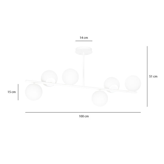 Lampe à suspension Odder blanche avec ampoules blanc laiteux 6x E14