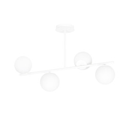 Lampe suspendue blanche Odder à 4 lampes avec ampoules blanc laiteux E14
