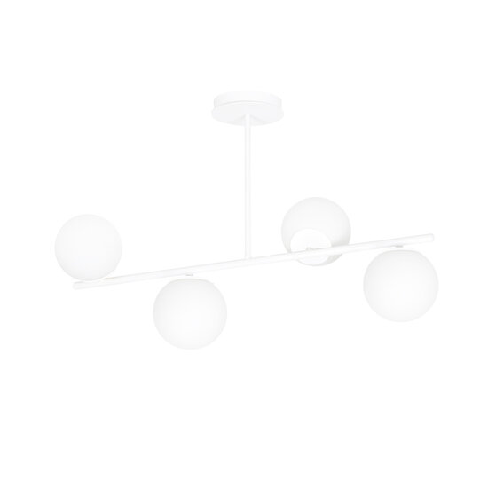 Odder witte 4 lamp hanglamp met melkwitte bollen E14