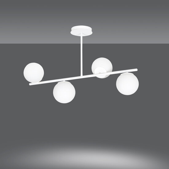 Odder white 4 lamp hanging lamp with milky white bulbs E14