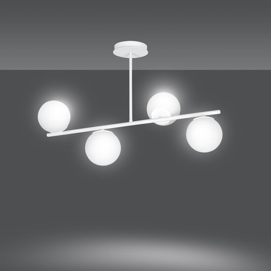 Emibig Emibig Odder witte 4 lamp hanglamp met melkwitte bollen E14 - Perfecte verlichting voor elke ruimte