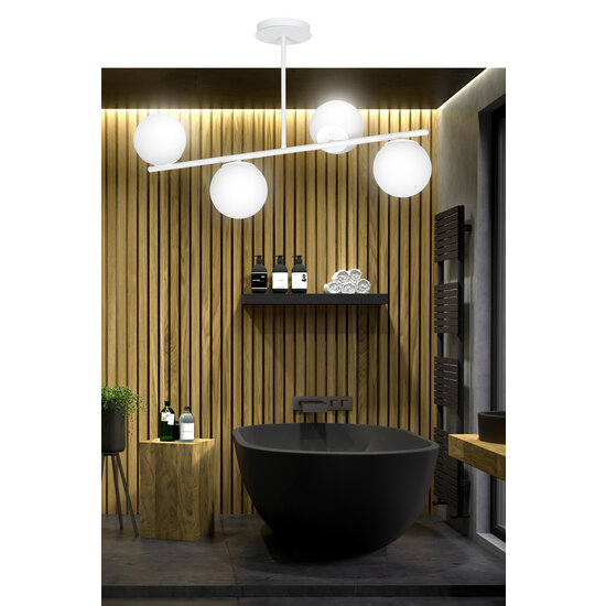 Odder white 4 lamp hanging lamp with milky white bulbs E14