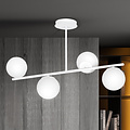 Emibig Emibig Odder lampe suspendue blanche 4 lampes avec ampoules blanches laiteuses E14 - Éclairage parfait pour chaque espace