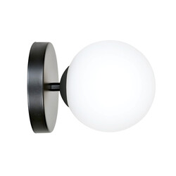 Emibig Odder zwarte wandlamp met 1 witte glazen bol E14
