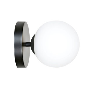 Applique noire Odder avec 1 ampoule en verre blanc E14