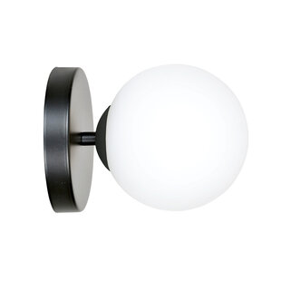 Odder black wall lamp with 1 white glass bulb E14