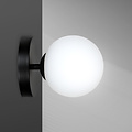 Emibig Emibig Odder zwarte wandlamp met 1 witte glazen bol E14 - Perfect voor sfeervolle verlichting