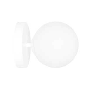 Emibig Odder witte wandlamp met 1 witte glazen bol E14