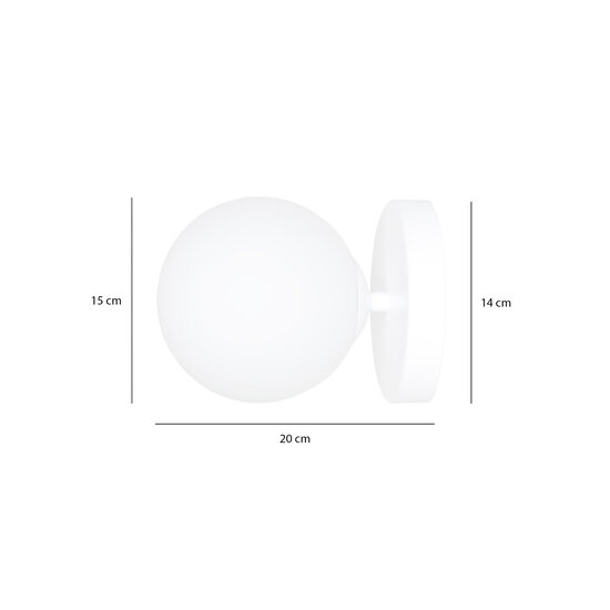 Odder witte wandlamp met 1 witte glazen bol E14