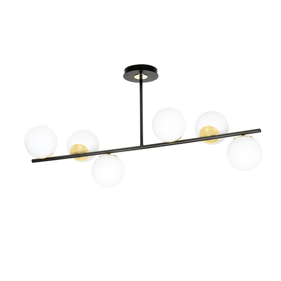 Emibig Emibig Lámpara colgante Struer negra y dorada con bombillas blancas lechosas 6x E14 - Iluminación elegante para cualquier espacio