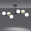 Emibig Emibig Struer hanglamp zwart en goud met melkwitte bollen 6x E14 - Perfecte verlichting voor elke ruimte