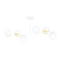 Emibig Emibig Struer wit met gouden 6 lamp hanglamp met melkwitte bollen E14 - Perfect voor moderne interieurs